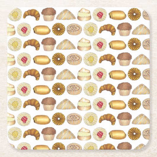 Konditorei Croissant Danish Muffin Backwaren Rechteckiger Pappuntersetzer (Vorderseite)