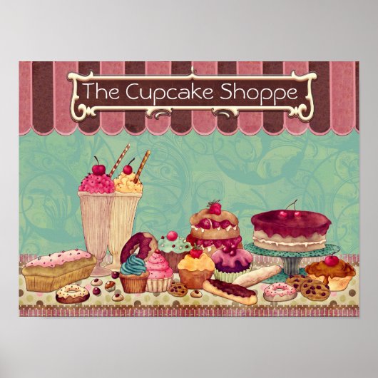 Konditorei Cupcake Patisserie Bäckerei Sign Poster (Vorne)