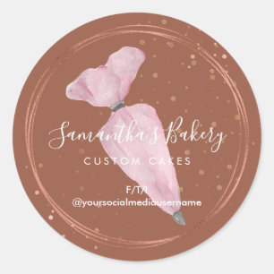 Konditorei Custom Cake Designer Boho Pink Bäckerei Runder Aufkleber