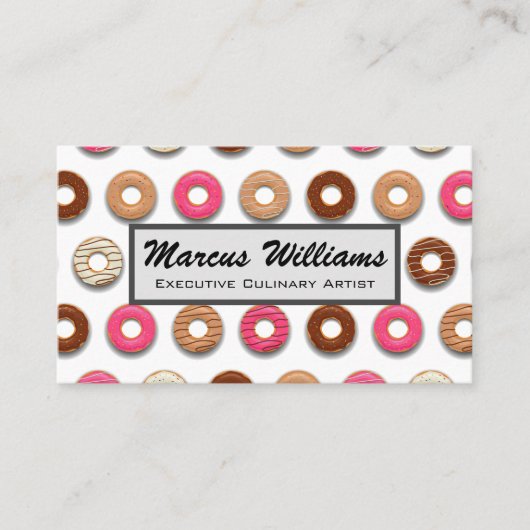 Konditorei | Donut Pattern Visitenkarte (Vorderseite)