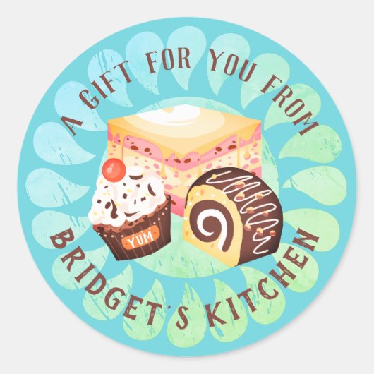 Konditorei für Nachspeisen aus der Küche Runder Aufkleber (Vorderseite)