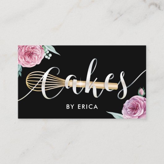 Konditorei Koch Backbäckerei Moderne Blumentypogra Visitenkarte (Vorderseite)