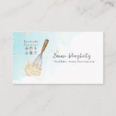 Konditorei Koch Backen Utensik Whisk Creme Blau Visitenkarte (Vorderseite)