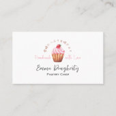 Konditorei Koch Cupcake Erdbeere Pink Wasserfarbe Visitenkarte (Vorderseite)