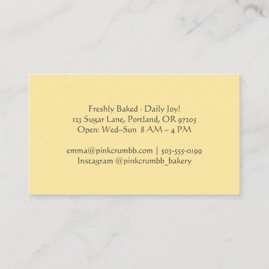 Konditorei Koch Cupcake Orange Frucht Zuhause Bäck Visitenkarte (Rückseite)