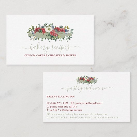 Konditorei Koch hausgemachte Bäckerei Grüne Rote B Visitenkarte (Vorne/Hinten)