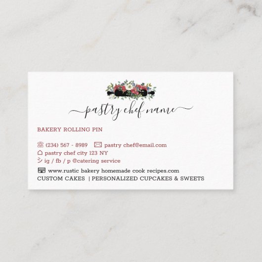 Konditorei Koch hausgemachte Bäckerei Schwarz Rote Visitenkarte (Rückseite)