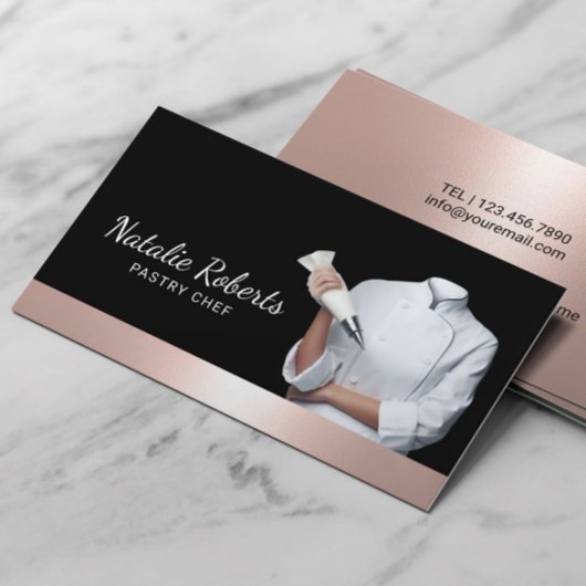 Konditorei Koch Moderne Rose Gold Border Cake Bäck Visitenkarte