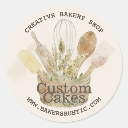 Konditorei Konditorei Koch rustikaler Stil Runder Aufkleber (Vorderseite)