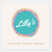 Konditorei Personalisiertes Keks Quadratischer Aufkleber (Vorderseite)