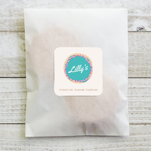 Konditorei Personalisiertes Keks Quadratischer Aufkleber