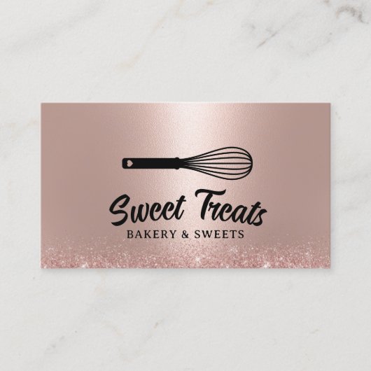 Konditorei Whisky Logo Cupcake Bäckerei Rose Gold  Visitenkarte (Vorderseite)