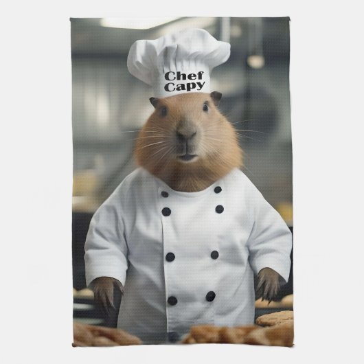 Konditorikunst: Chef Capybara  Geschirrtuch (Vertikal)