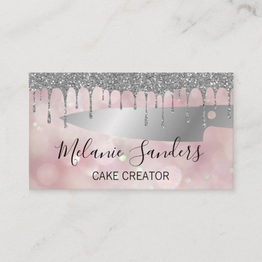 Konditormesser | Hintergrund des Bokeh-Glitzer Visitenkarte (Vorderseite)