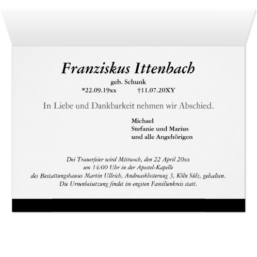 Kondolenzenkarte Regenbogen (Innenansicht Horizontal (Unten))