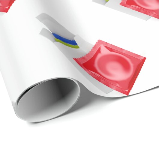 Kondome auf weißem Hintergrund Geschenkpapier (Rolleneckpunkt)