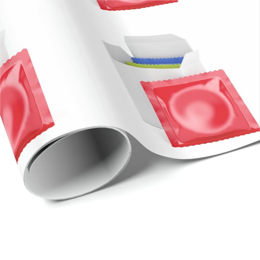 Kondome auf weißem Hintergrund Geschenkpapier (Rolleneckpunkt)
