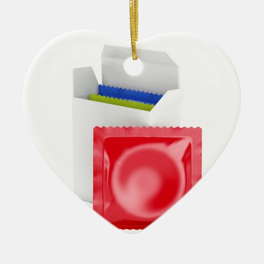 Kondome auf weißem Hintergrund Keramik Ornament (Vorne)