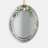 Kone Grün frisch geerntet 1. Weihnachtsfeier Foto Keramik Ornament (Rechts)