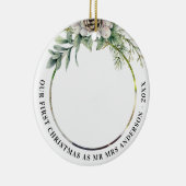 Kone Grün frisch geerntet 1. Weihnachtsfeier Foto Keramik Ornament (Rechts)