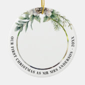 Kone Grün frisch geerntet 1. Weihnachtsfeier Foto Keramik Ornament (Vorne)