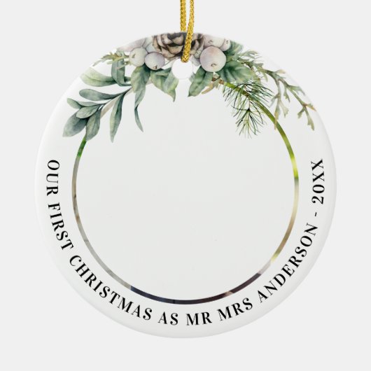 Kone Grün frisch geerntet 1. Weihnachtsfeier Foto Keramik Ornament (Vorne)