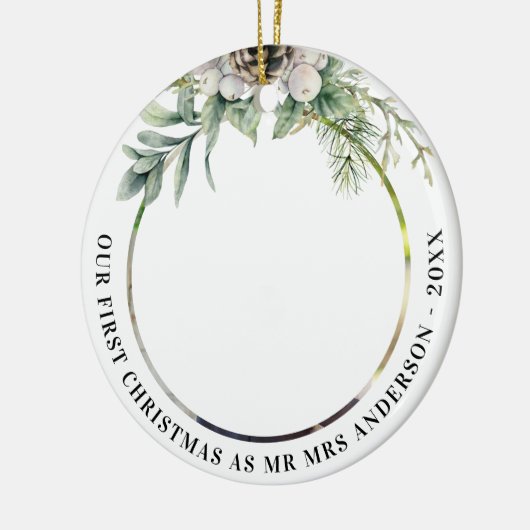 Kone Grün frisch geerntet 1. Weihnachtsfeier Foto Keramik Ornament (Links)