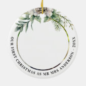 Kone Grün frisch geerntet 1. Weihnachtsfeier Foto Keramik Ornament (Hinten)