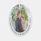 Kone Grün frisch geerntet 1. Weihnachtsfeier Foto Ornament Aus Glas (Vorderseite links)