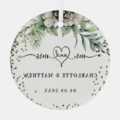 Kone grüne Namen mr mrs elegante frisch geerntet Ornament Aus Glas (Rückseite)