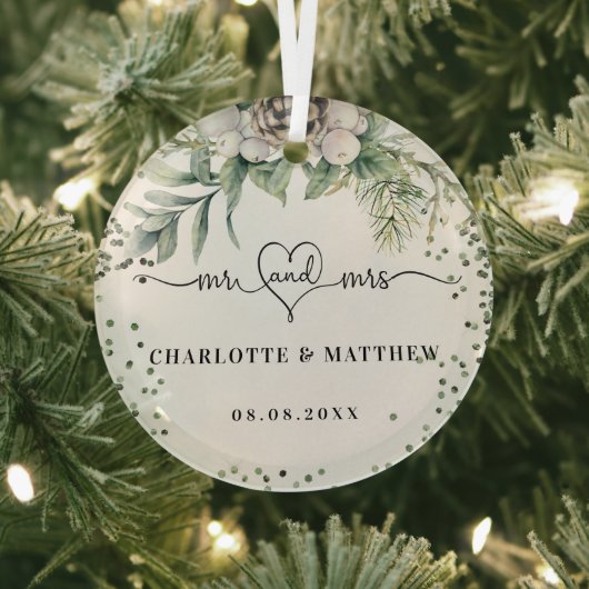 Kone grüne Namen mr mrs elegante frisch geerntet Ornament Aus Glas (InSitu)