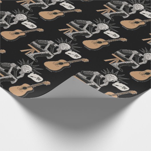 Konfektionierter Musikrobot Geschenkpapier (Ecke)