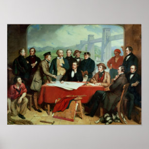Konferenz der Ingenieure an der Bridge Britannia Poster