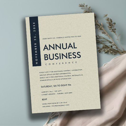 KONFERENZ DER MODERNEN MINIMAL-NAVY-WEISS-KRAFT EINLADUNG