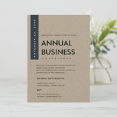 KONFERENZ DER MODERNEN MINIMAL-NAVY-WEISS-KRAFT EINLADUNG (Stehend Vorderseite)