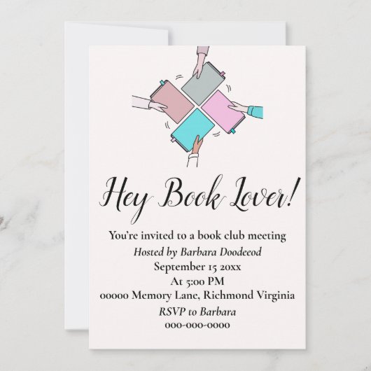 Konferenz über den Buchclub Einladung (Vorderseite)