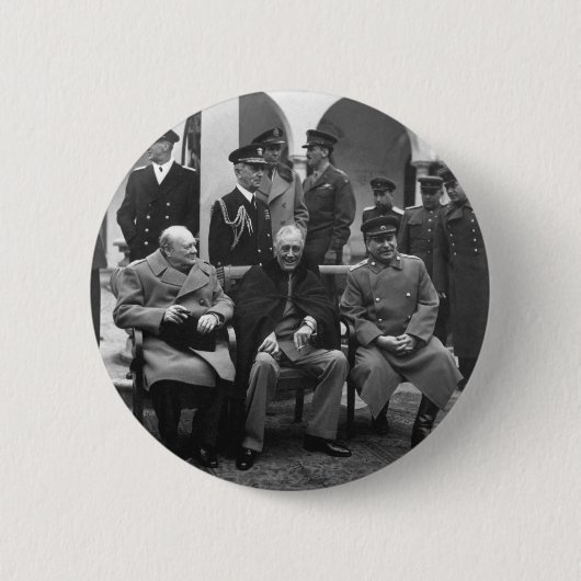 Konferenz von Jalta Roosevelt Stalin Churchill 194 Button (Vorderseite)