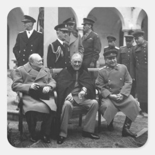 Konferenz von Jalta Roosevelt Stalin Churchill 194 Quadratischer Aufkleber