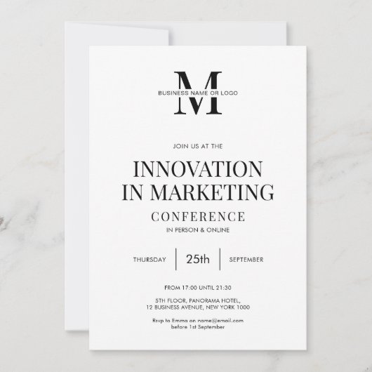 Konferenzseminar Minimalistisch Modernes Logo Busi Einladung (Vorderseite)