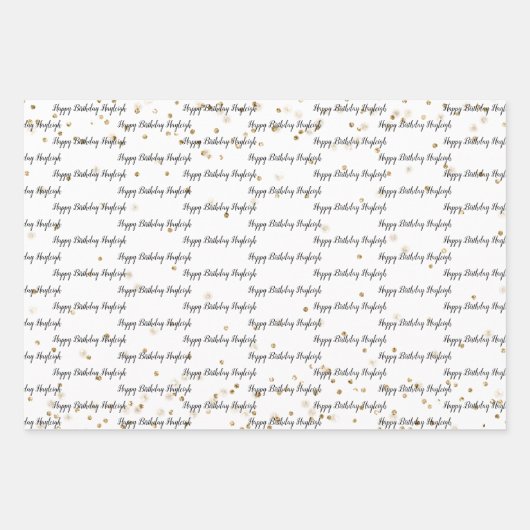 Konfetti aus Gold Glitzer Personalisiert Geschenkpapier Set (Vorderseite)