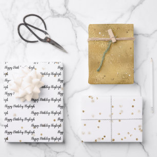 Konfetti aus Gold Glitzer Personalisiert Geschenkpapier Set