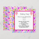 Konfetti Ballon BIRTHDAY PARTEI EINLADUNG Rosa (Vorne/Hinten)