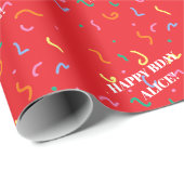 Konfetti benutzerdefinierter Name Geburtstagsgesch Geschenkpapier (Rolleneckpunkt)