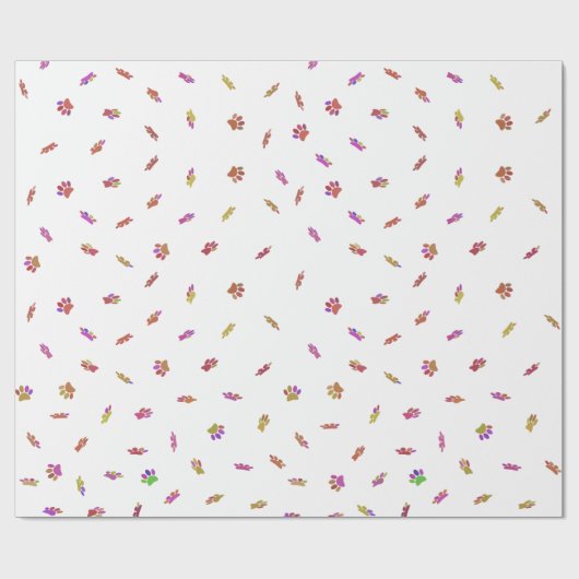 Konfetti Dog Paw Print Muster Custom Geschenkpapier (Flach)