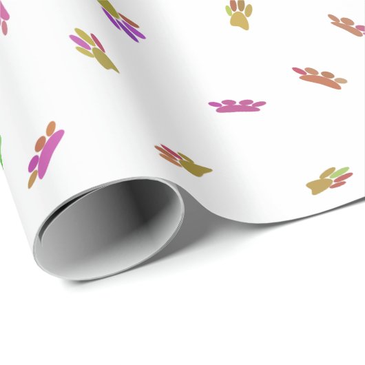 Konfetti Dog Paw Print Muster Custom Geschenkpapier (Rolleneckpunkt)