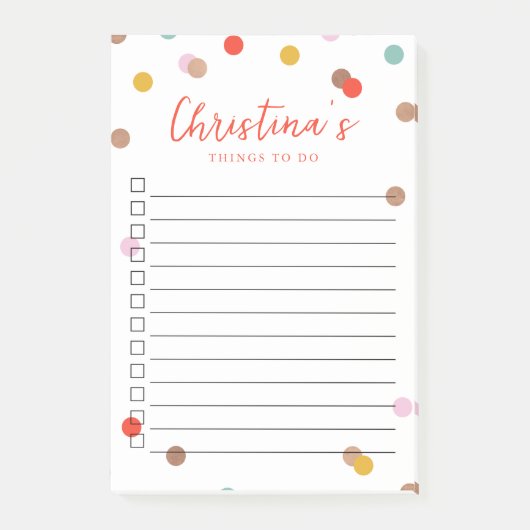 Konfetti-Dots Mit Monogramm, die zu den Aufgaben g Post-it Klebezettel (Vorderseite)