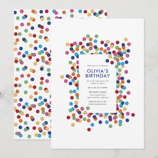 Konfetti Einladung (Vorne/Hinten)