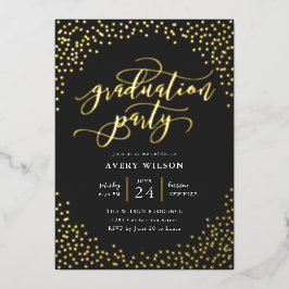 Konfetti Elegant Script Abschlussfeier Folien-Einl Folieneinladung