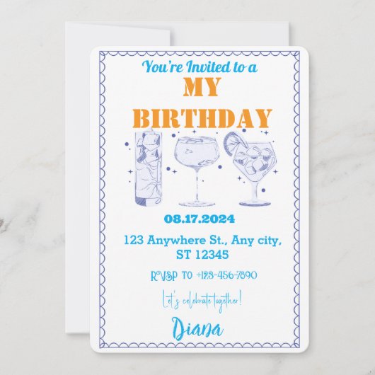 Konfetti-Explosion: Fun Birthday Card Einladung (Vorderseite)