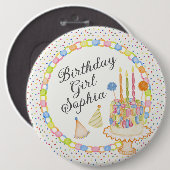 Konfetti-Geburtstagsfeier-Dessert Button (Vorne & Hinten)